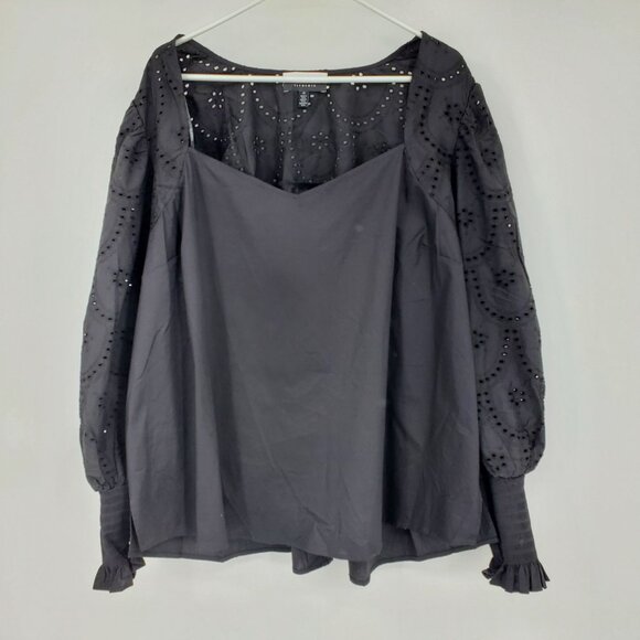 Eloquii Elements Eyelet Puff Sleeve Easy Fit Long Sleeved Career Floral Top 26 - Picture 1 of 10